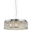 Searchlight Elise 7Lt Ceiling Flush/Pendant, Chrome, Clear Crystal Drops, Aluminium Tubes Trim 8337-7Cc