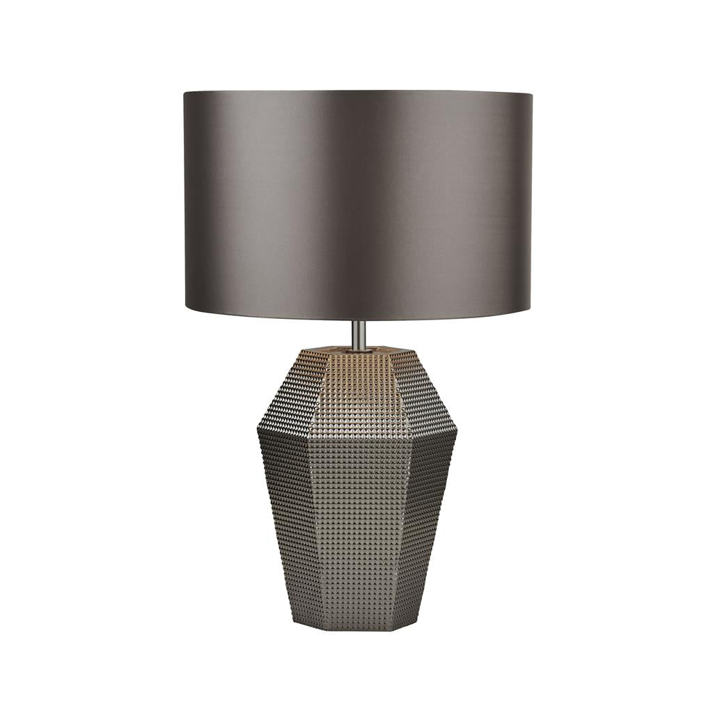 Searchlight Lucy Smoked Glass Table Lamp With Grey Drum Shade 8347Sm