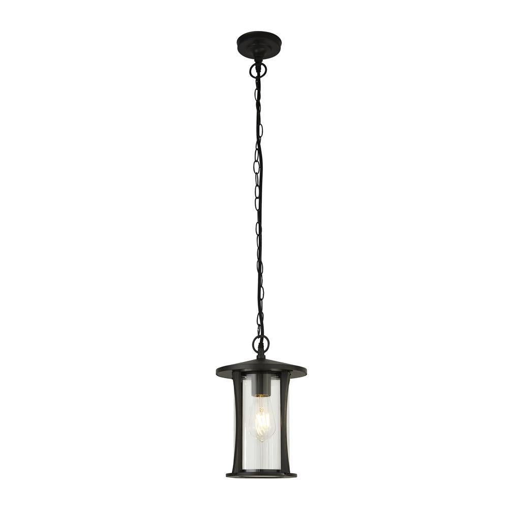 Searchlight Pagoda 1Lt Outdoor Pendant - Black With Clear Glass 8476Bk