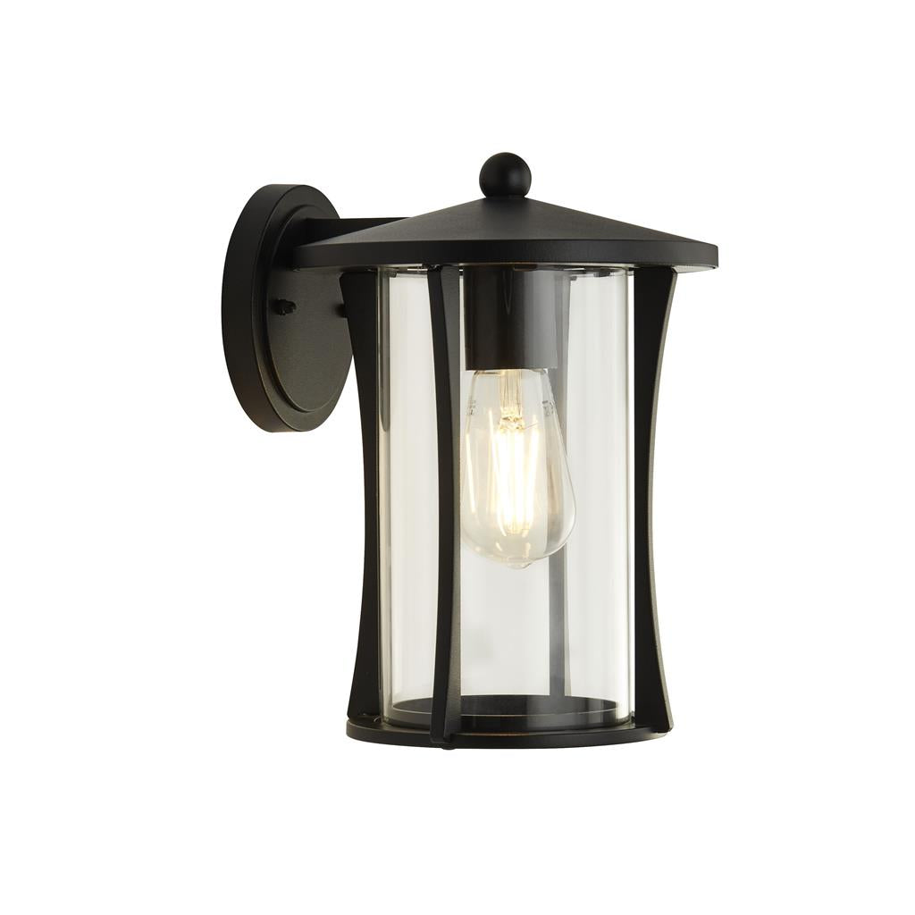 Searchlight Pagoda 1Lt Outdoor Wall/Porch Light - Black With Clear Glass 8477Bk