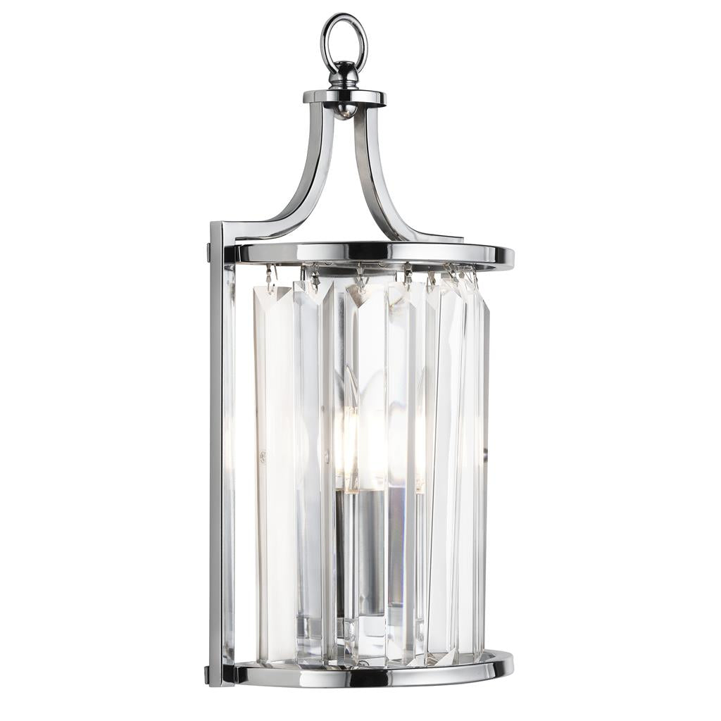 Searchlight Victoria 1Lt Wall Light, Chrome With Crystal Glass 8571Cc