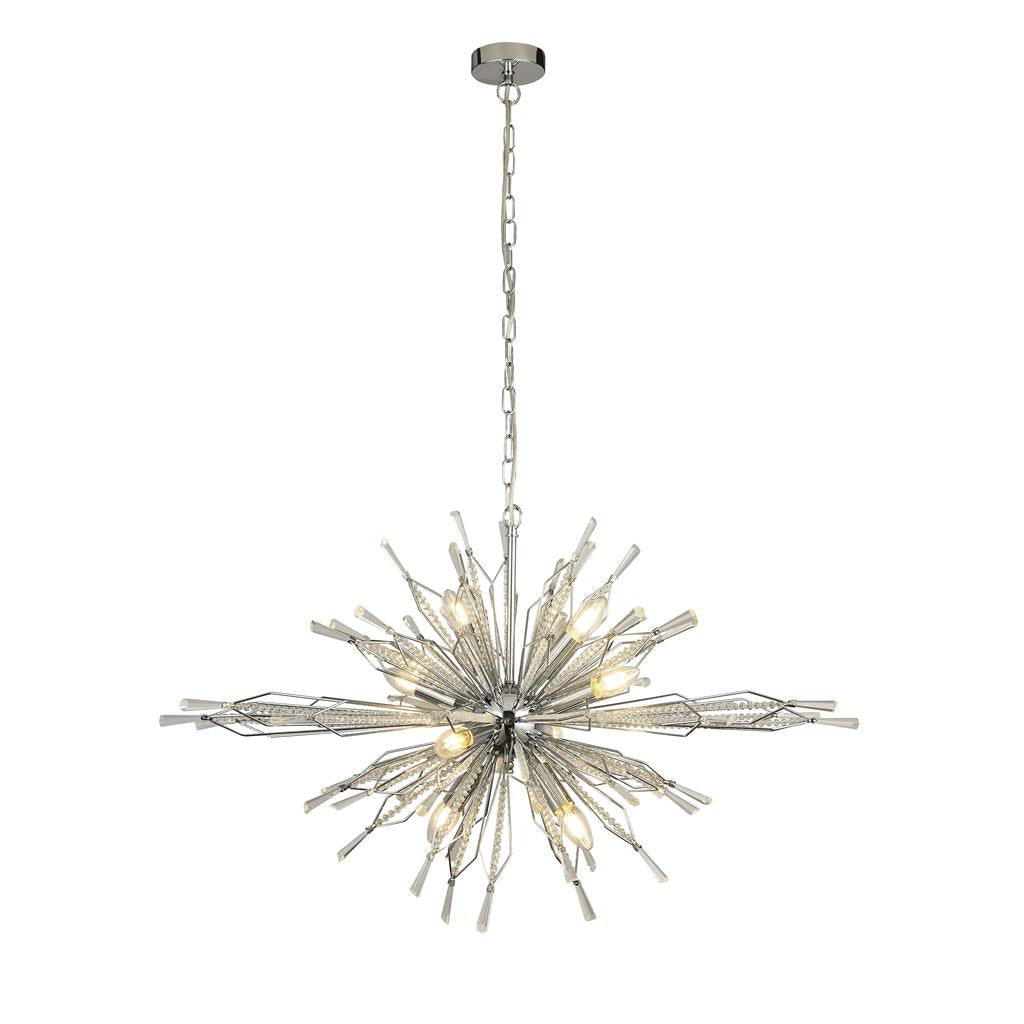 Searchlight Starburst 8Lt Chrome Pendant With Clear Glass Bead Detail 8638-8Cc