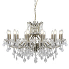 Searchlight Paris 12Lt Chandelier, Clear Crystal Drops & Trim, Antique Brass 87312-12Ab