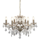 Searchlight Paris 6Lt Chandelier, Clear Crystal Drops & Trim, Antique Brass 8736-6Ab