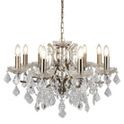 Searchlight Paris 8Lt Chandelier, Clear Crystal Drops & Trim, Antique Brass 8738-8Ab