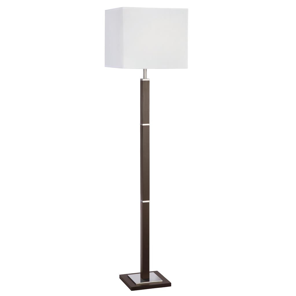 Searchlight Waverley Floor Lamp 1Lt Brown Wood/Ss Rectangular 8880Br