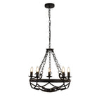 Searchlight Cartwheel Iii - 5Lt Pendant With Chain - Black 8905-5Bk