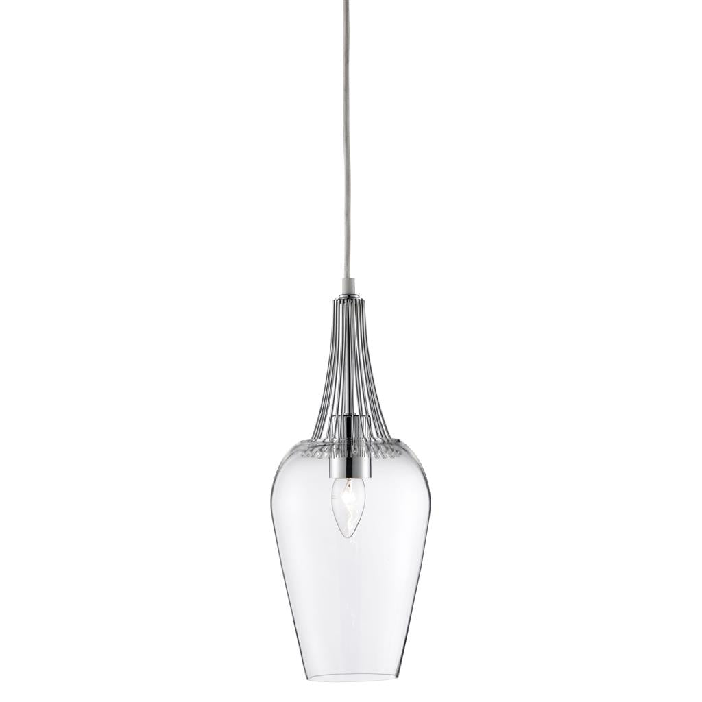 Searchlight Whisk Pendant - Chrome & Clear Glass 8911Cc
