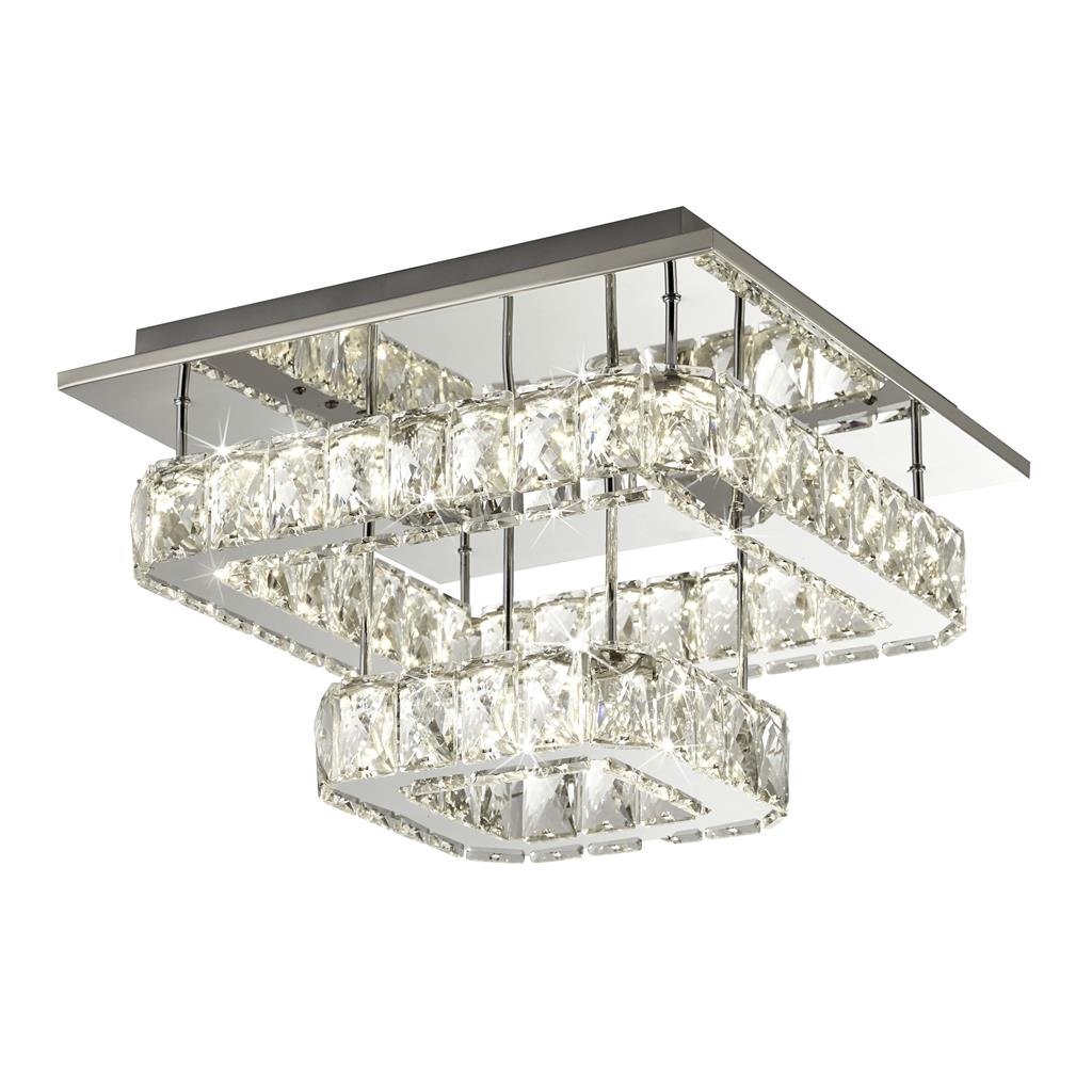 Searchlight Led 2 Tier Flush Fitting With Crystal Glass - Chrome 8952Cc