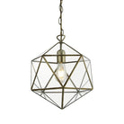 Searchlight Fairfax Lantern 1Lt Terrarium Prisim Shaped Pendant, Ab 8962Ab