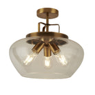 Searchlight Boule 3Lt Semi Flush, Bronze/Clear 8973-3Bz