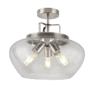 Searchlight Boule 3Lt Semi Flush, Satin Silver/Clear 8973-3Ss