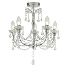 Searchlight Autumn 5Lt Bathroom Chandelier, Chrome With Crystal Glass Ip44 9037-5Cc