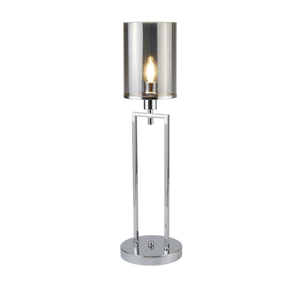 Searchlight Catalina 1Lt Table Lamp, Chrome, Smoked Glass Shades 9052Cc