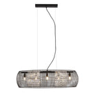 Searchlight Cage 5Lt Black Oval Pendant With Crystal Glass Panels 9095-5Bk