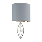 Searchlight Crown Wall Light -Chrome With Grey Shade And Crystal Drop 9137Cc