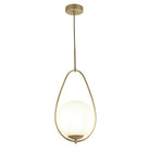 Searchlight Avalon 1Lt Ball Pendant, Gold With Matt Opal Glass 9171-1Go