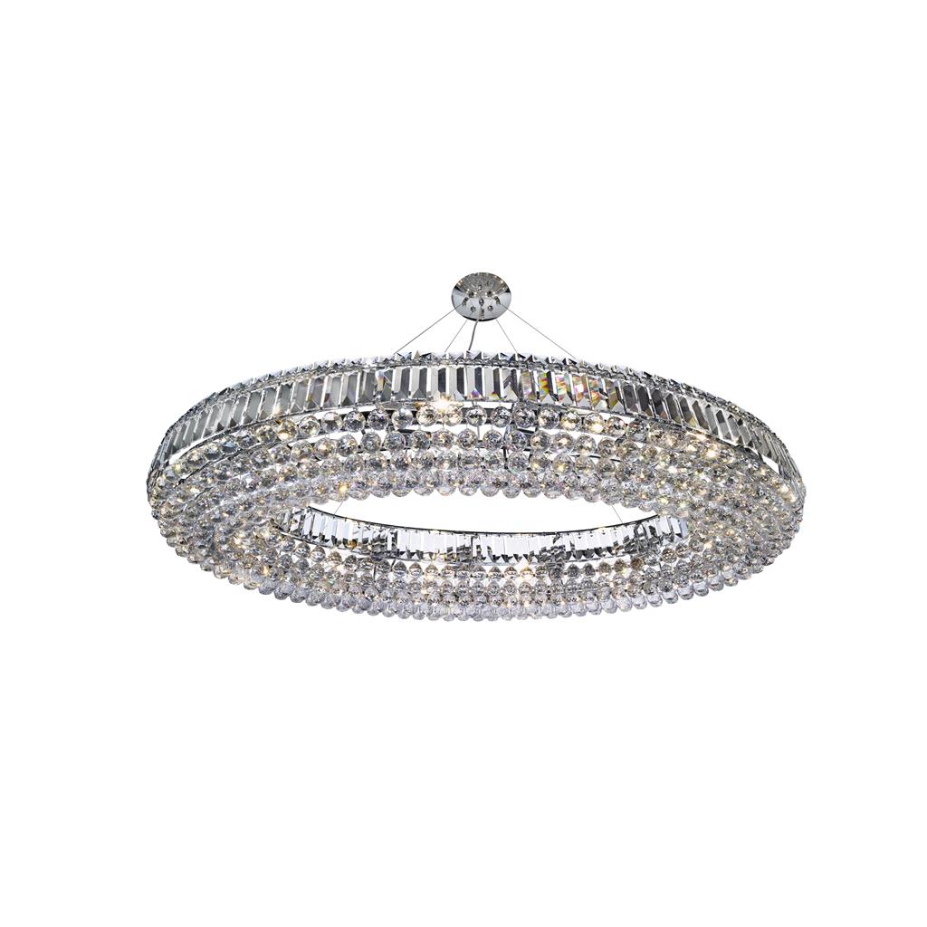 Searchlight Vesuvius Oval 24Lt Ceiling, Chrome With Clear K9 Coffins Trim & K5 Ball Drops 9190Cc