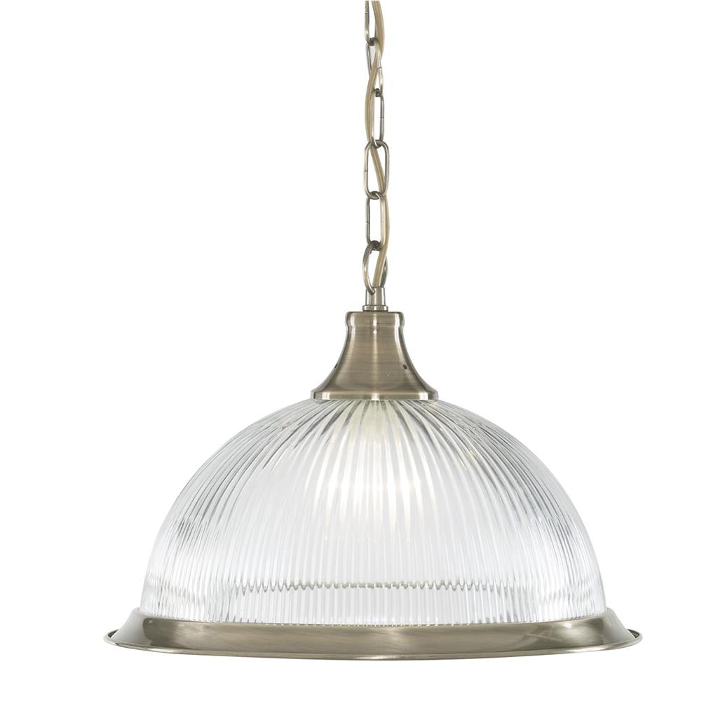Searchlight American Diner - 1Lt Pendant, Antique Brass, Clear Glass 9369