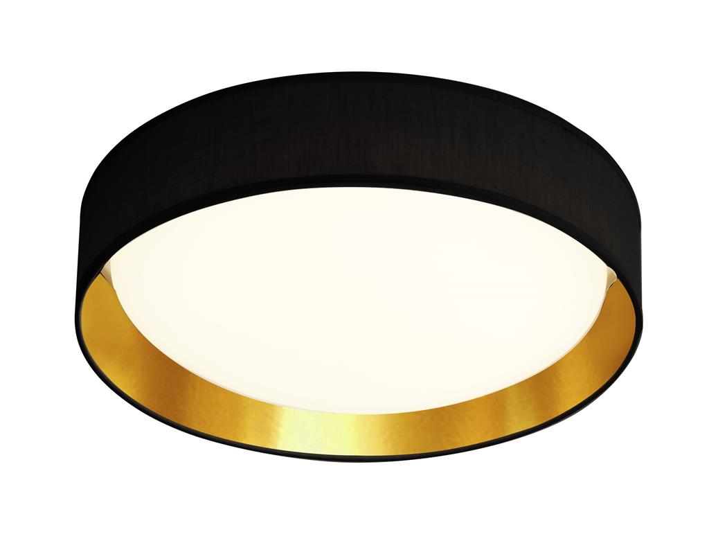 Searchlight Gianna 50Cm 1Lt Led Flush Ceiling Light, Acrylic, Black Shade/Gold 9371-50Bgo