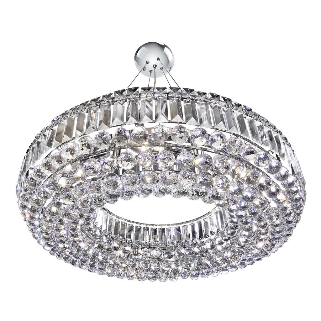 Searchlight Vesuvius -  Circular 10Lt Ceiling, Chrome With Clear Crystal Coffins Trim & Ball Drops 9392Cc