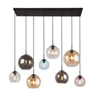 Searchlight Mardi Gras Ii 8Lt Bar Pendant Matt Black  With Multi Colour Glass Shades 94002-8Bk