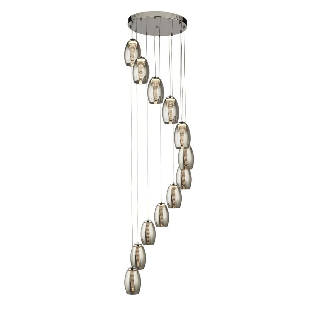 Searchlight Cyclone 12Lt Multi Drop Pendant With Smoked Glass 97291-12Sm
