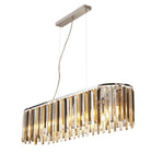 Searchlight Clarissa 8Lt Pendant Bar, Chrome, Clear/Amber/Smokey Crystal Prism Drops 9838-8Cc