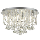 Searchlight Mela 6Lt Ceiiling Flush, Chrome, Clear Crystal Pyramid Drops & Trim 9986-6Cc