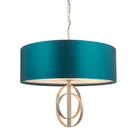 Lightologist Antique silver leaf & teal satin fabric Multi arm shade Pendant Light WIN1395223