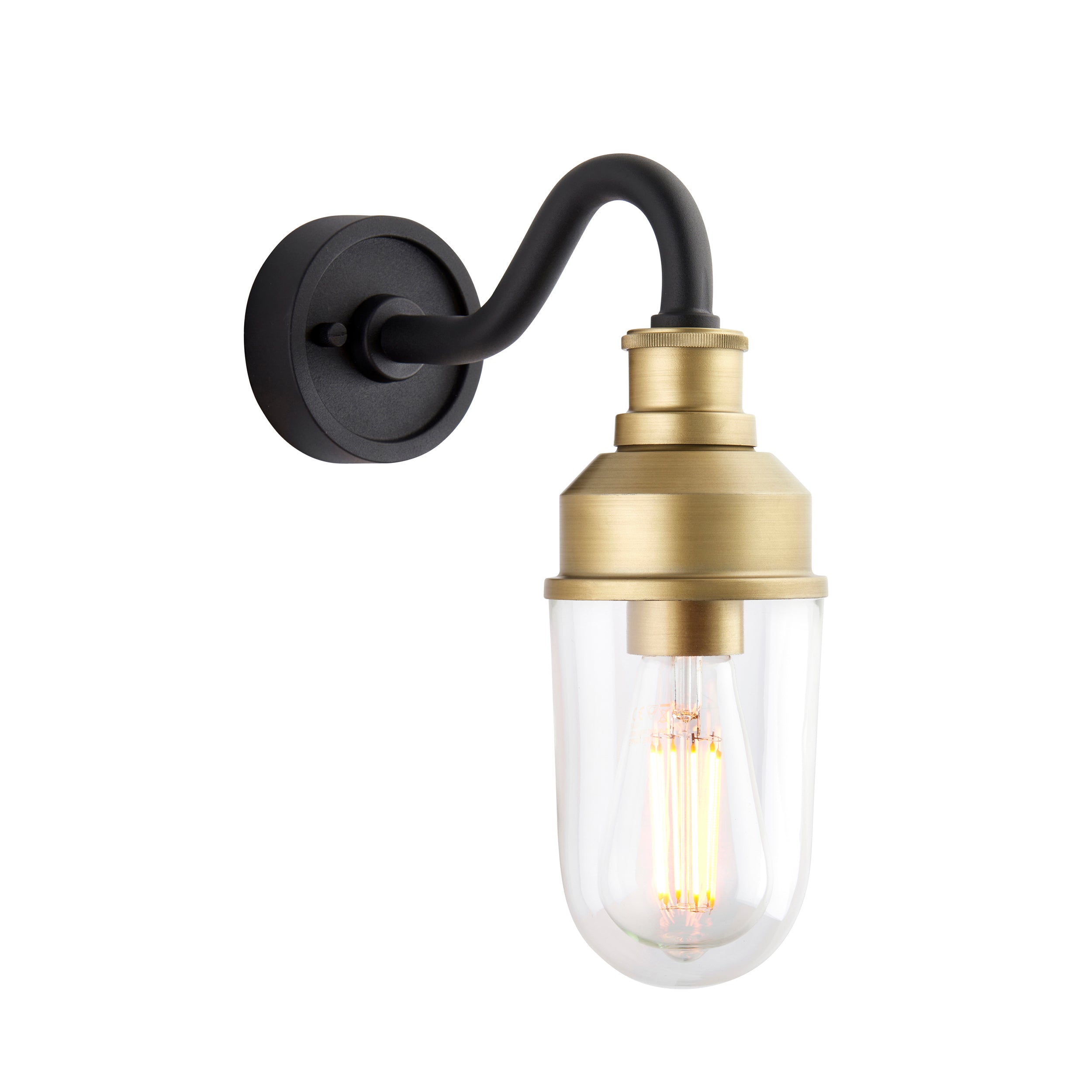 Lightologist Matt black & brushed gold finish with clear glass Non automatic Wall Light WIN1395887