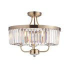 Lightologist Antique brass plate & clear cut glass Multi arm lamp Semi flush Light WIN13102506