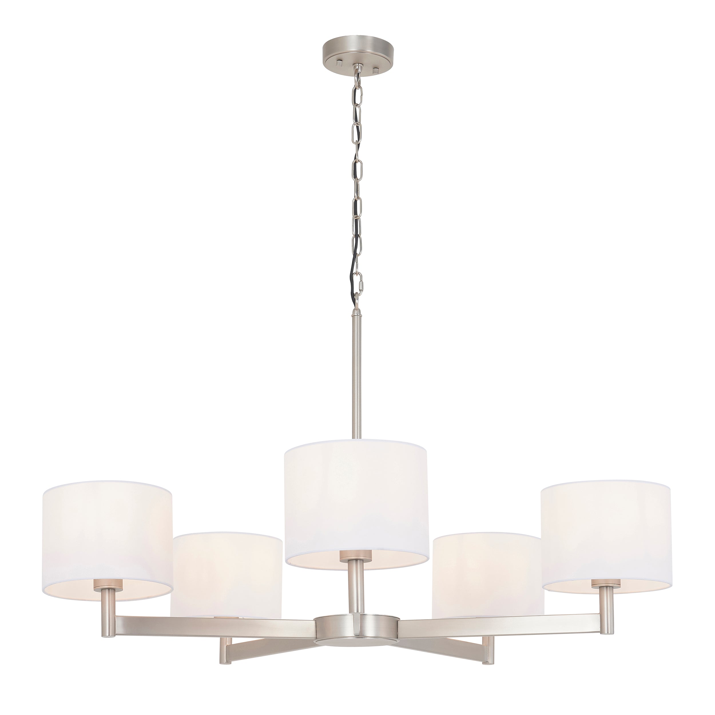 Lightologist Matt nickel plate & vintage white fabric Multi arm shade Pendant Light WIN1395446