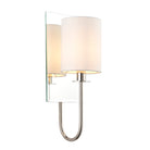 Lightologist Bright nickel plate & vintage white fabric Shade Wall Light WIN1399515