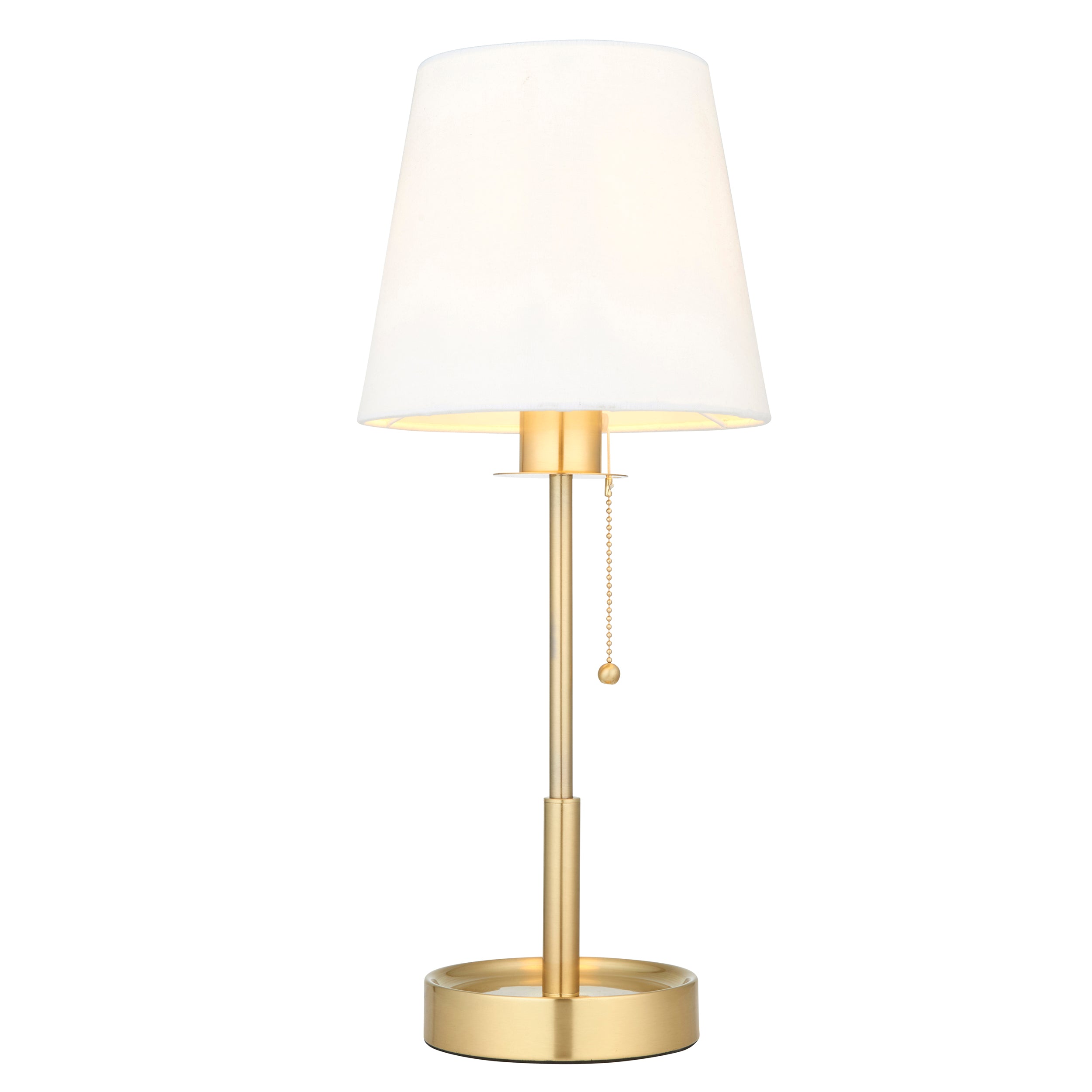 Lightologist Satin brass plate & vintage white fabric Base & shade Table Light WIN1399595
