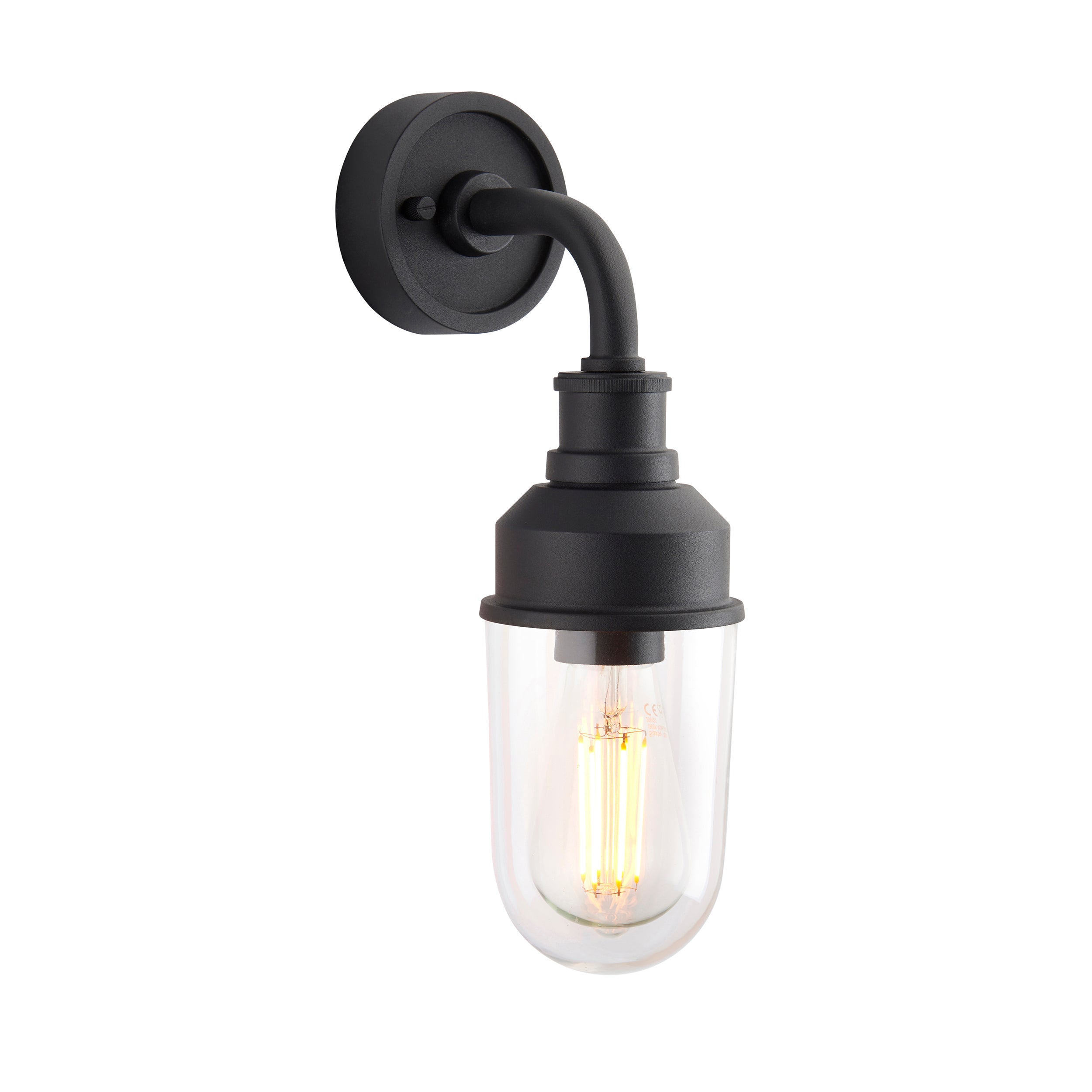 Lightologist Matt black & clear glass Non automatic Wall Light WIN1395884