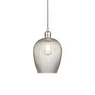 Lightologist Bright nickel plate & clear ribbed glass Single Pendant Light WIN13103676