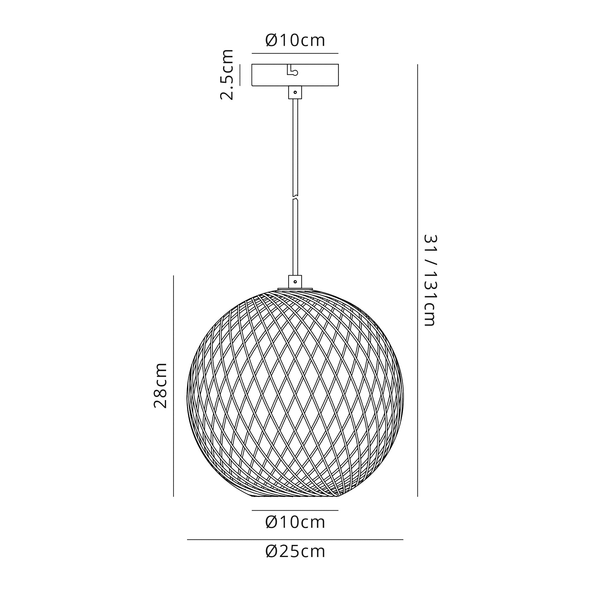 Lambeth Sphere Pendant, 1 x E27, Polished Nickel