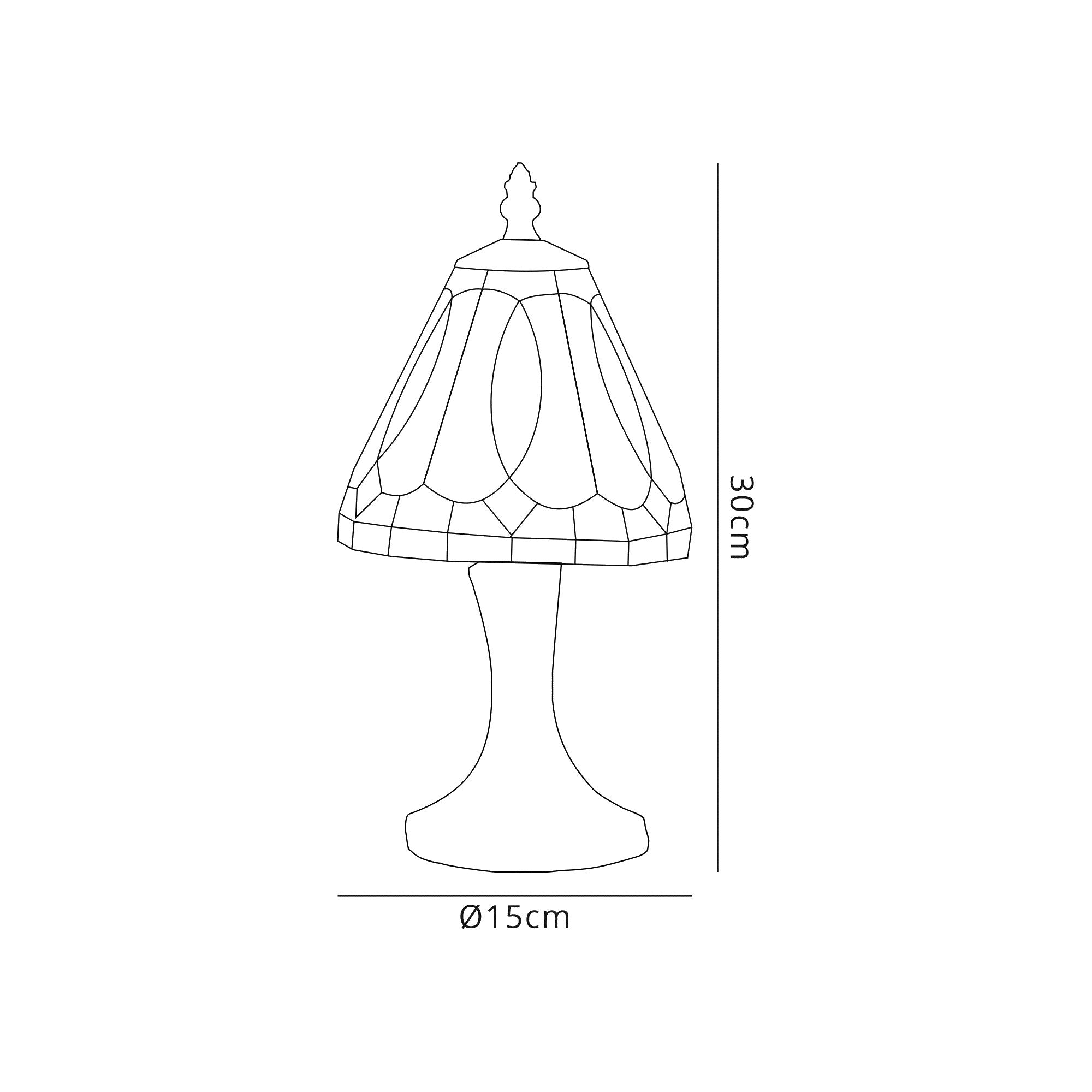 Camilla Tiffany Table Lamp, 1 x E14, White/Grey/Clear Crystal Shade