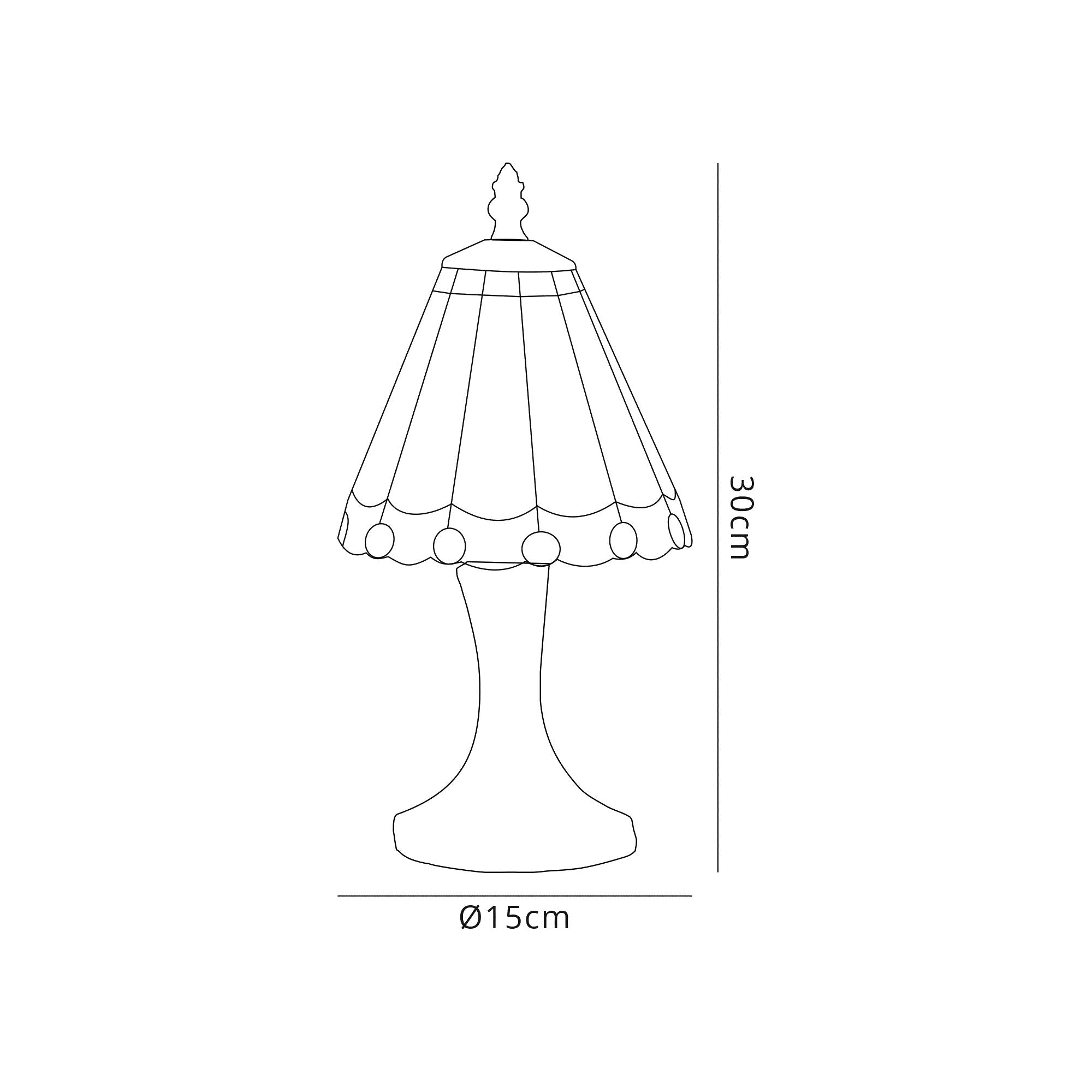 Umbrella Tiffany Table Lamp, 1 x E14, Crealm/Red/Clear Crystal Shade