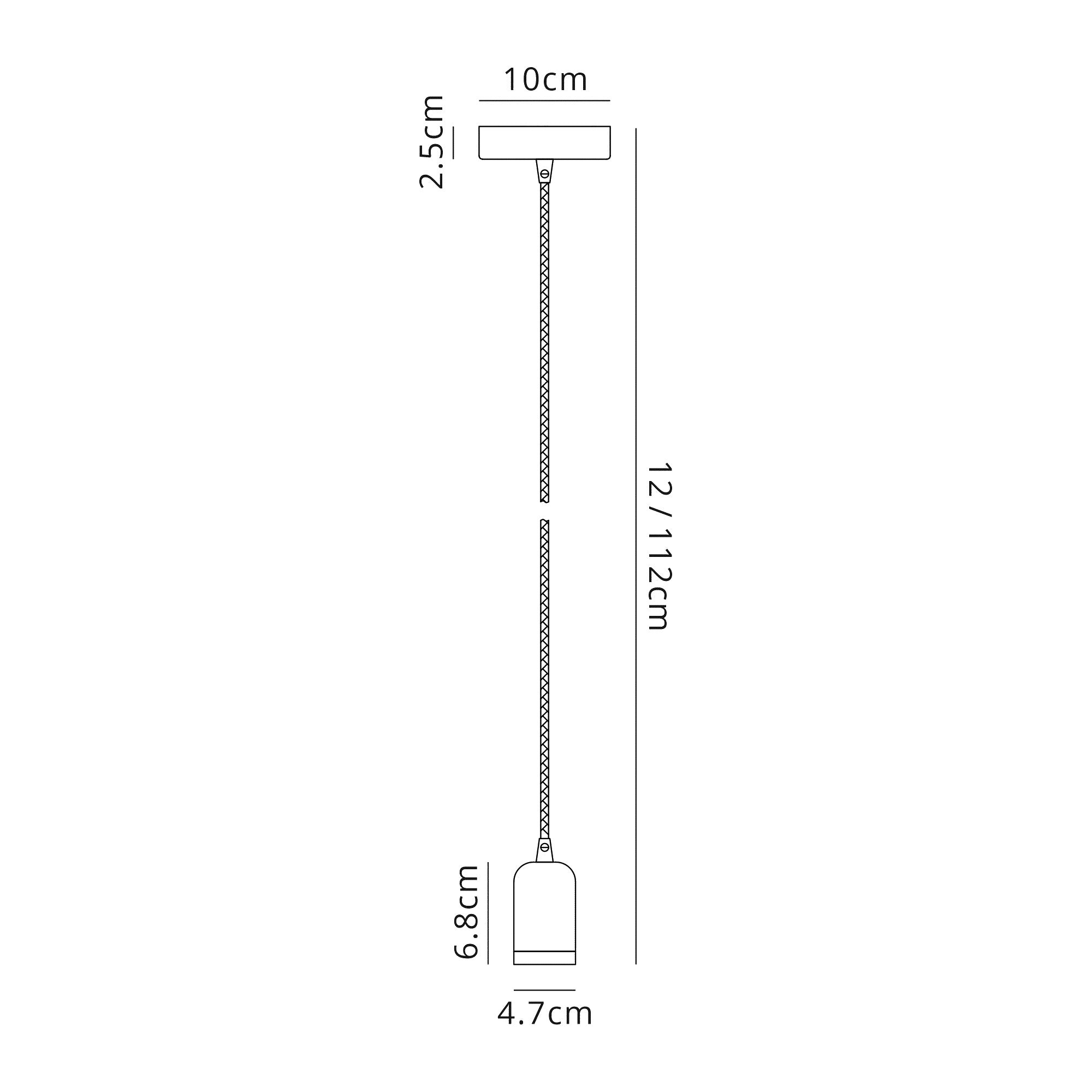 Arpeta 1m Suspension Kit 1 Light White/Black Braided Cable, E27 Max 60W, c/w Ceiling Bracket