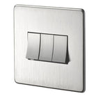 Crabtree Platinum Satin Chrome 3 Gang Light Switch 7173/SC