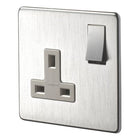 Crabtree Platinum Satin Chrome 1 Gang Socket White Insert 7314/SC/WH