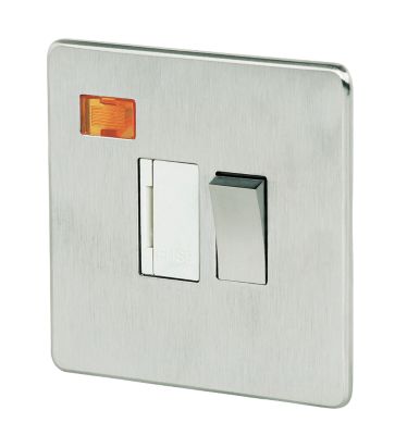 Crabtree Platinum Satin Chrome 13A Switched Fuse Spur with Neon 7832/3SC/WH