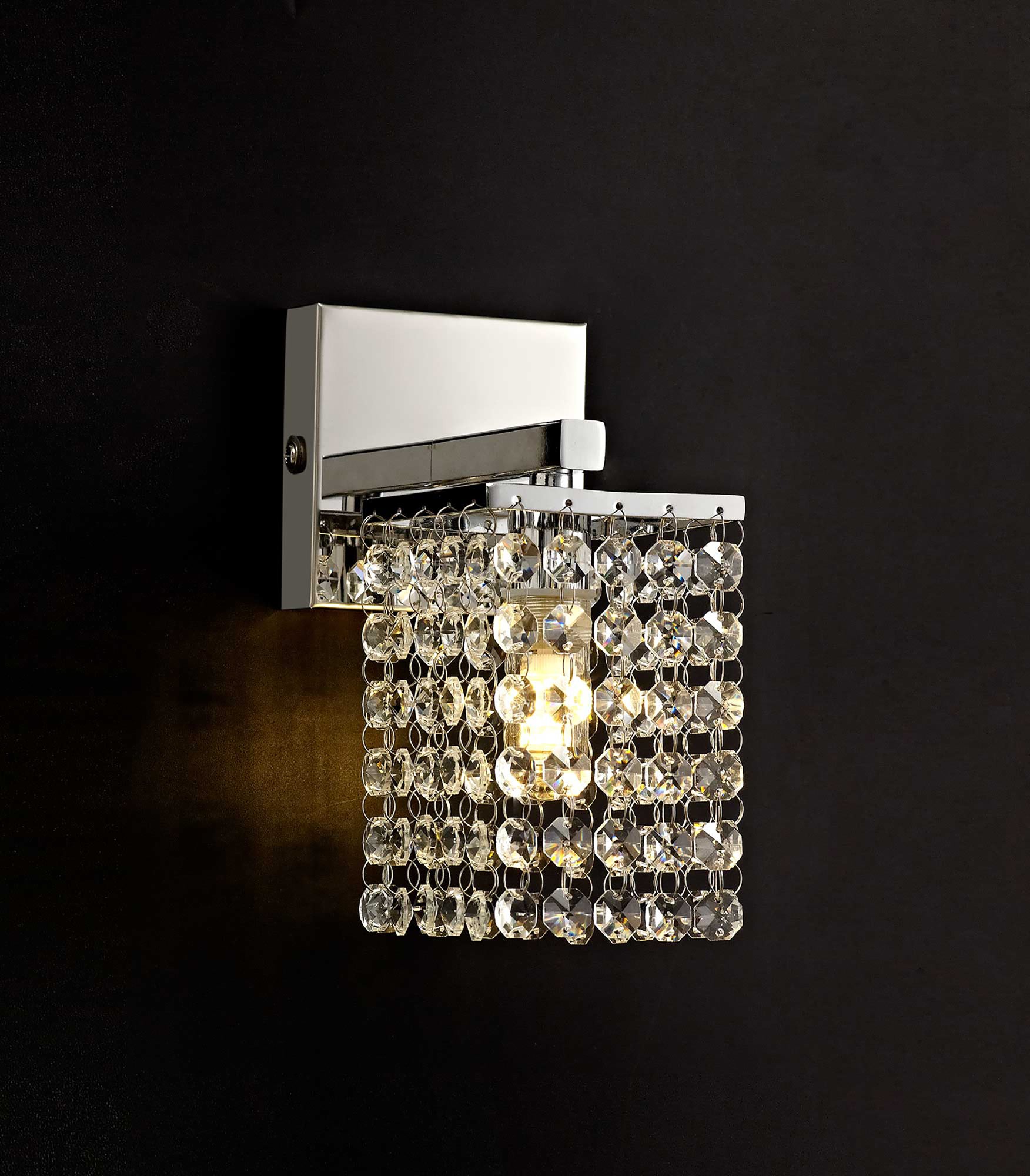 Ariana Wall Lamp, 1 x G9, IP44, Polished Chrome/Crystal