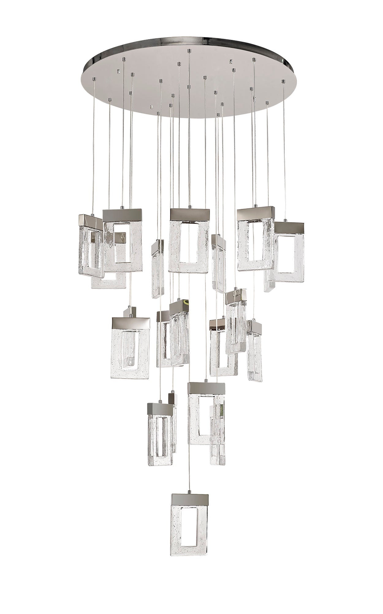 Asquith Pendant 5m, 21 x 4.5W LED, 3000K, 3360lm, Polished Chrome, 3yrs Warranty Item Weight: 25.8kg