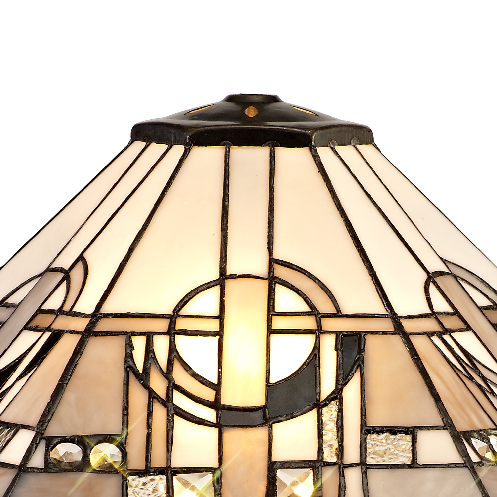 Atek, Tiffany 40cm Shade Only Suitable For Pendant/Ceiling/Table Lamp, White/Grey/Black/Clear Crystal