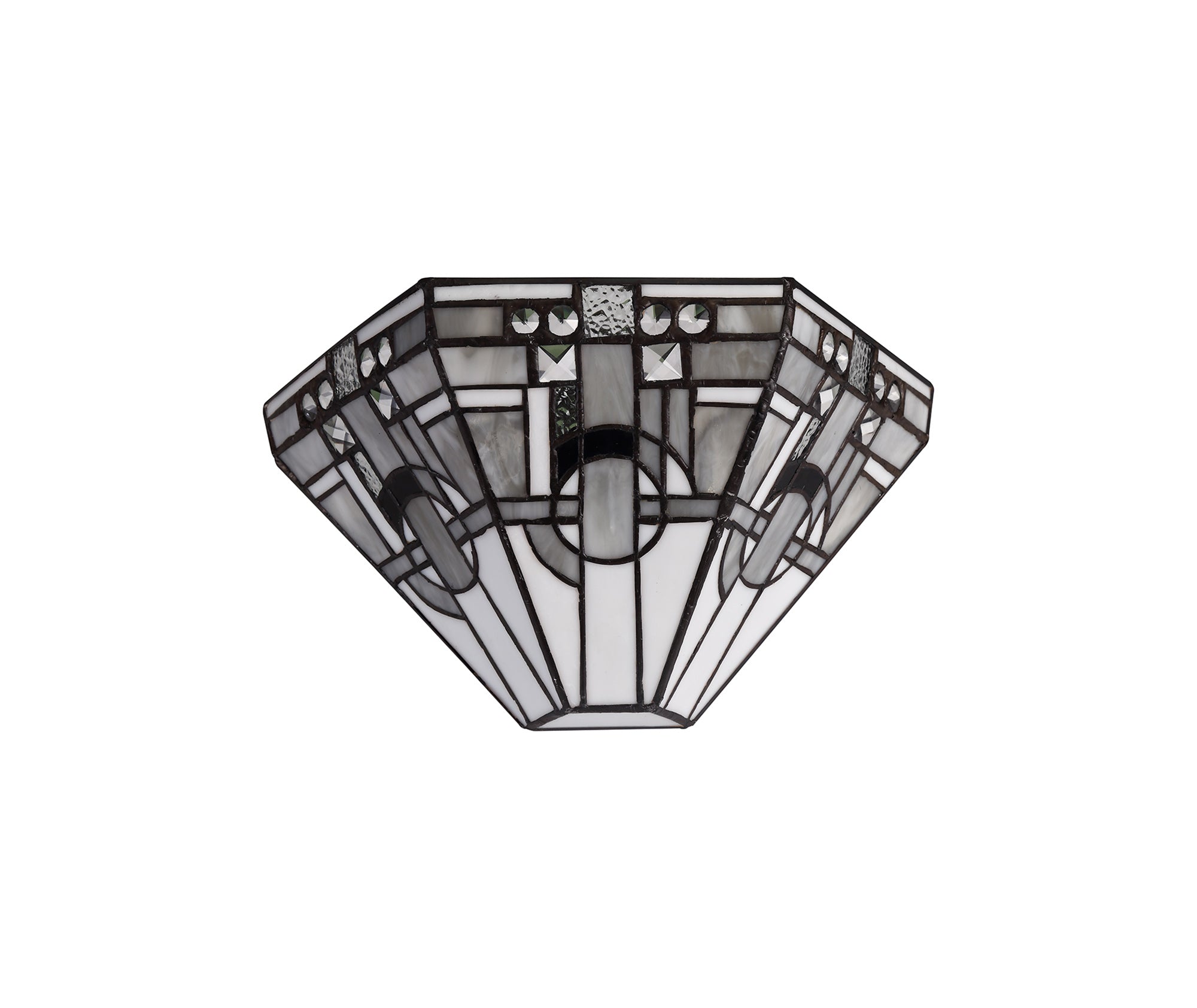 Atek Tiffany Wall Lamp, 2 x E14, White/Grey/Black/Clear Crystal