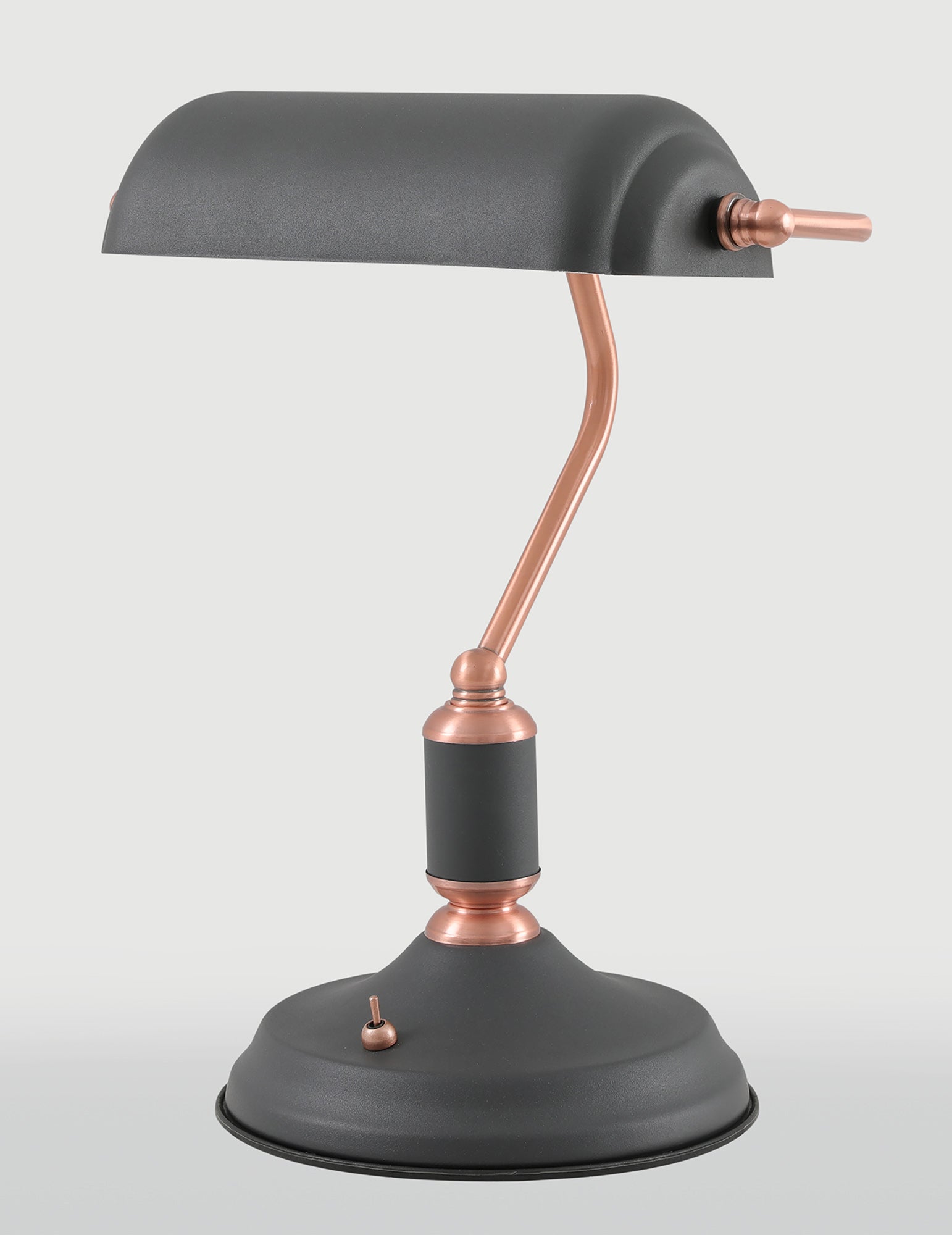 Banker Table Lamp 1 Light With Toggle Switch, Graphite/Copper