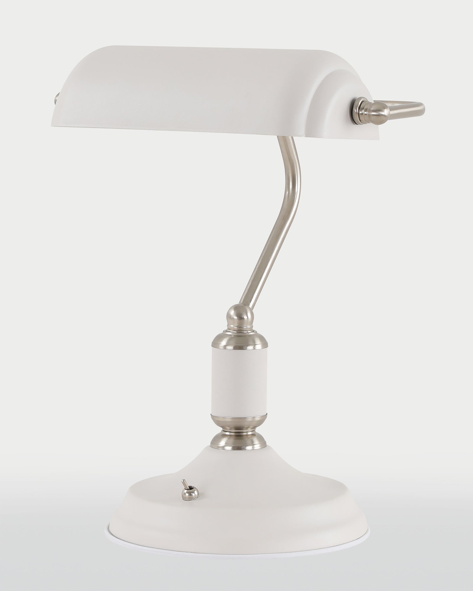 Banker Table Lamp 1 Light With Toggle Switch, Satin Nickel/Sand White
